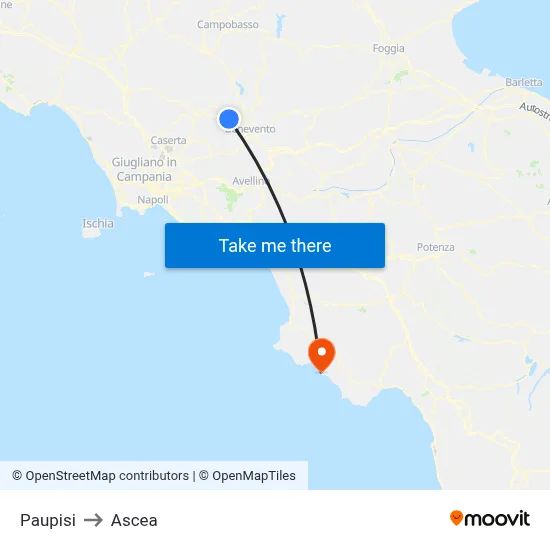 Paupisi to Ascea map