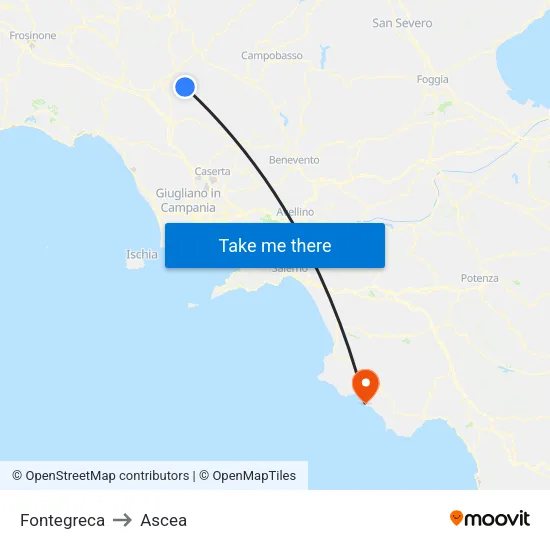 Fontegreca to Ascea map