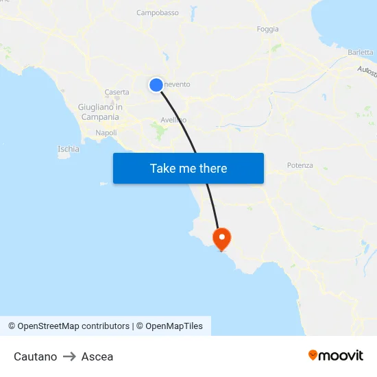 Cautano to Ascea map