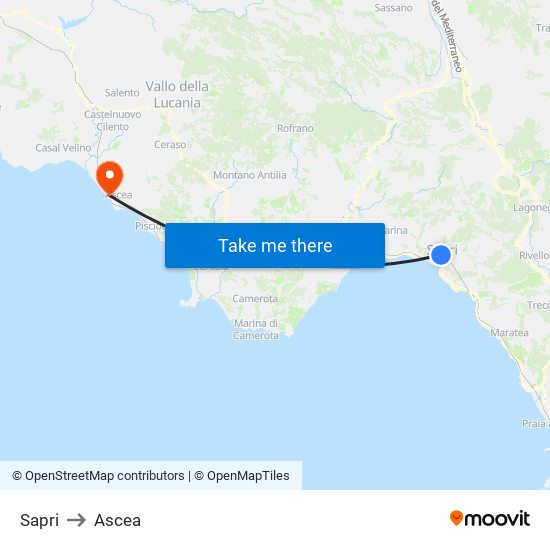 Sapri to Ascea map