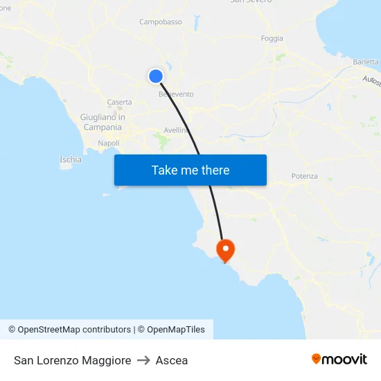 San Lorenzo Maggiore to Ascea map