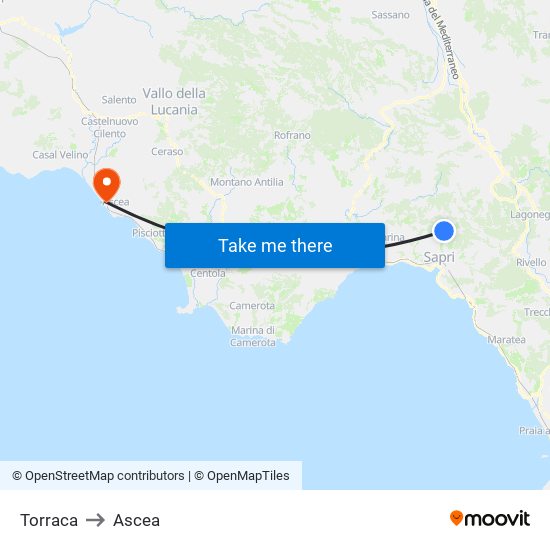 Torraca to Ascea map