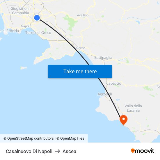 Casalnuovo Di Napoli to Ascea map