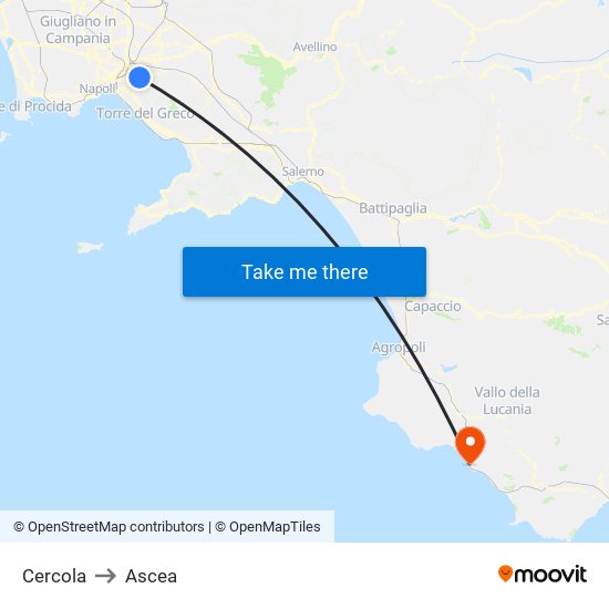 Cercola to Ascea map