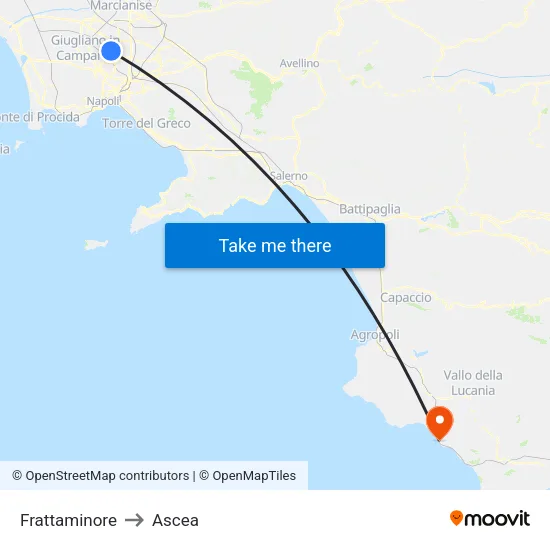 Frattaminore to Ascea map