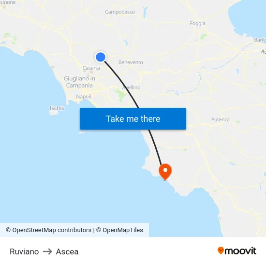 Ruviano to Ascea map