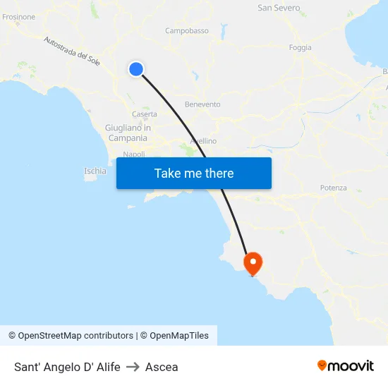 Sant' Angelo D' Alife to Ascea map