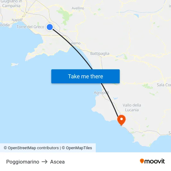 Poggiomarino to Ascea map