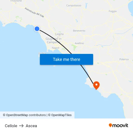 Cellole to Ascea map