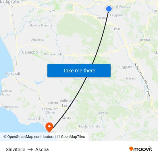 Salvitelle to Ascea map