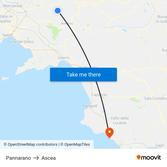 Pannarano to Ascea map