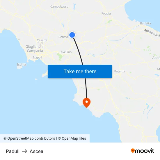 Paduli to Ascea map