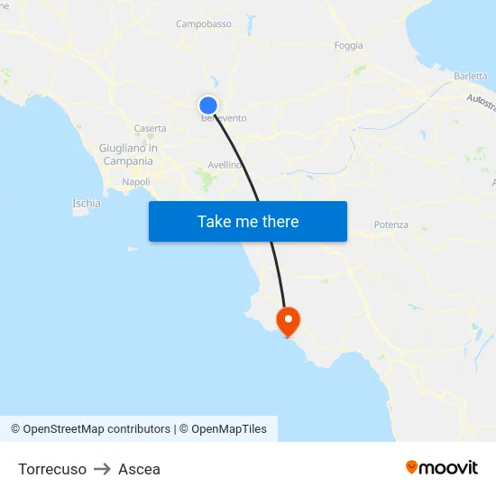 Torrecuso to Ascea map