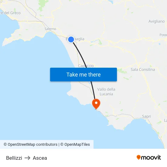 Bellizzi to Ascea map