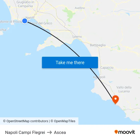 Napoli Campi Flegrei to Ascea map
