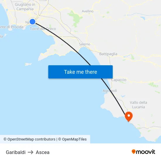 Garibaldi to Ascea map