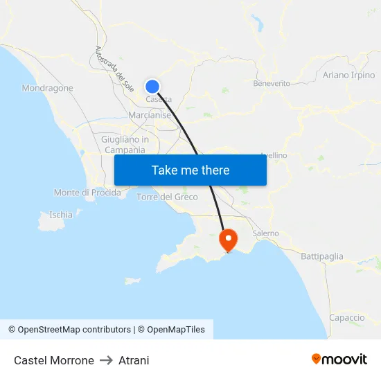 Castel Morrone to Atrani map