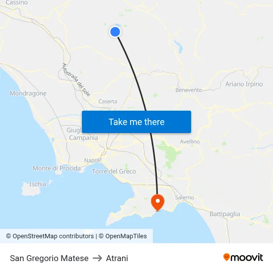 San Gregorio Matese to Atrani map