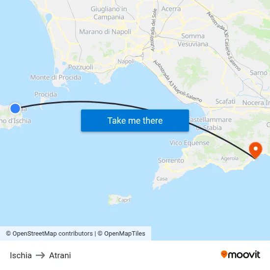 Ischia to Atrani map
