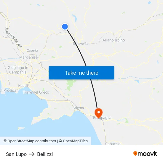 San Lupo to Bellizzi map