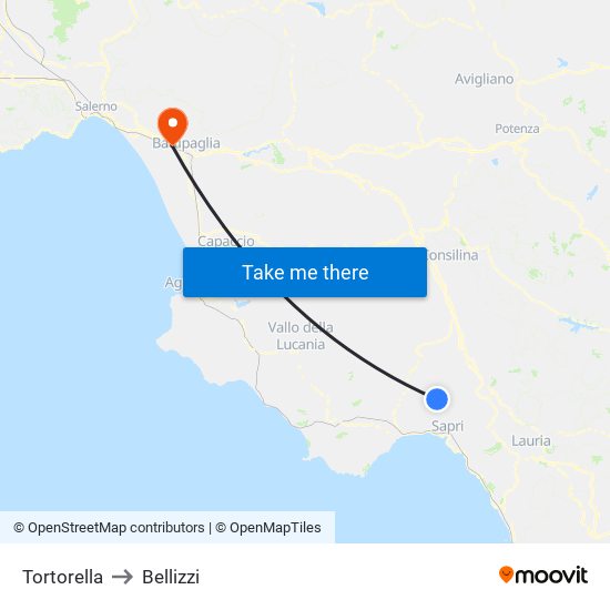 Tortorella to Bellizzi map