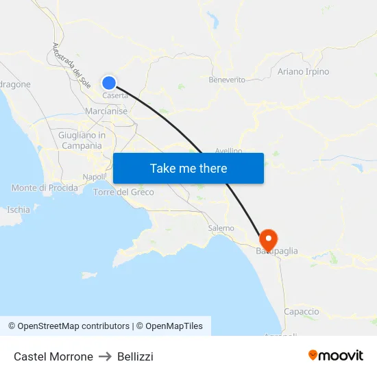Castel Morrone to Bellizzi map