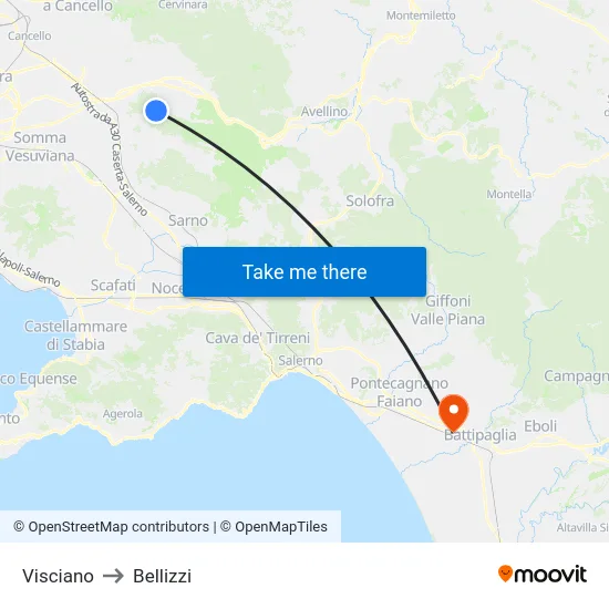 Visciano to Bellizzi map