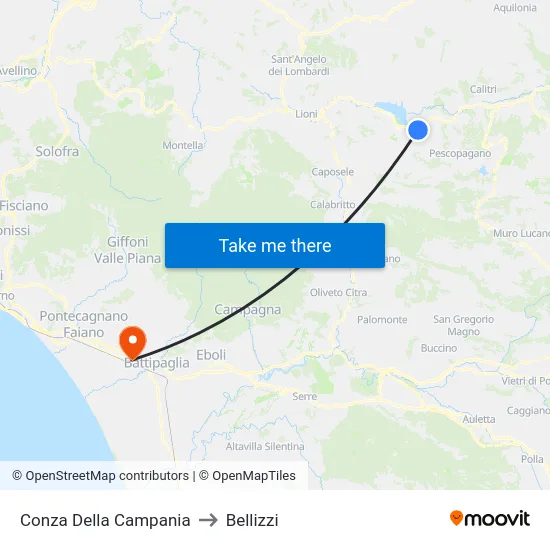 Conza Della Campania to Bellizzi map
