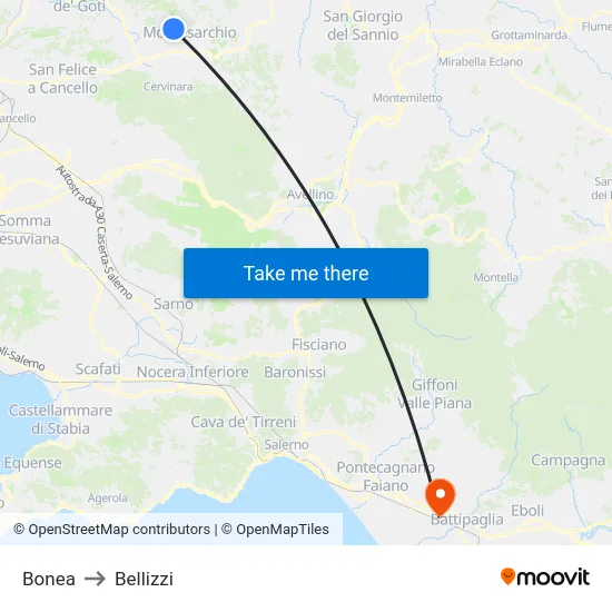 Bonea to Bellizzi map