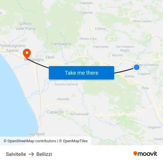 Salvitelle to Bellizzi map