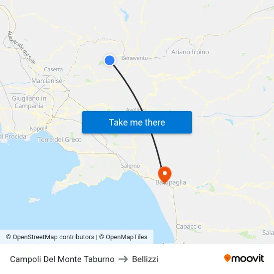 Campoli Del Monte Taburno to Bellizzi map