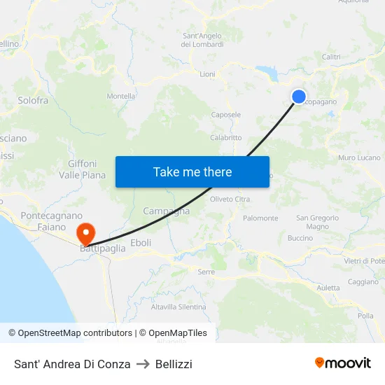 Sant' Andrea Di Conza to Bellizzi map