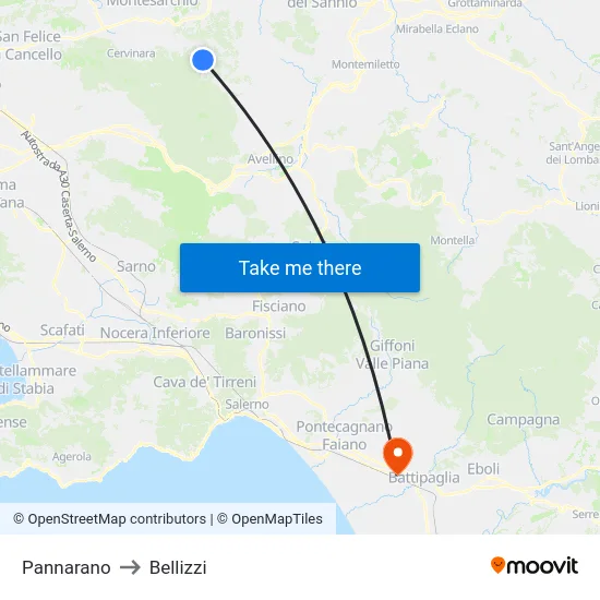 Pannarano to Bellizzi map