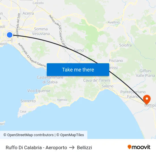 Ruffo Di Calabria - Aeroporto to Bellizzi map