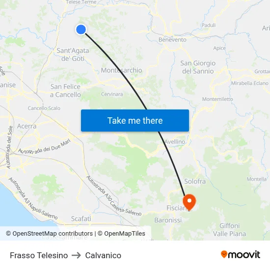 Frasso Telesino to Calvanico map