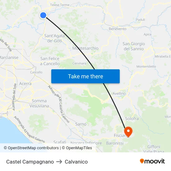 Castel Campagnano to Calvanico map