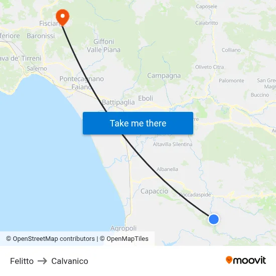 Felitto to Calvanico map