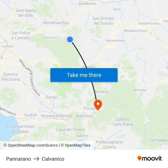 Pannarano to Calvanico map