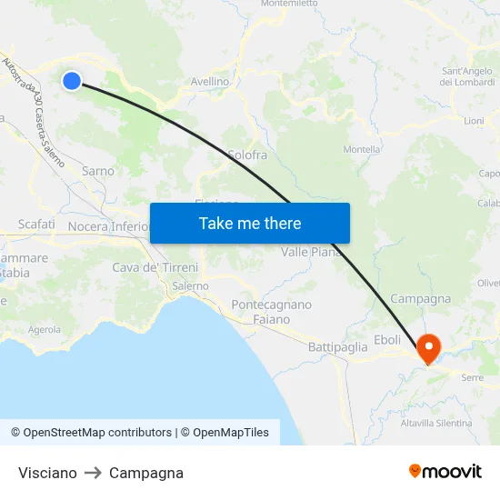 Visciano to Campagna map