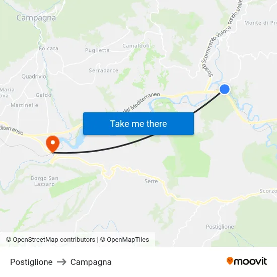 Postiglione to Campaign map