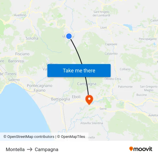 Montella to Campagna map