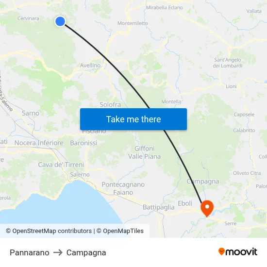 Pannarano to Campagna map