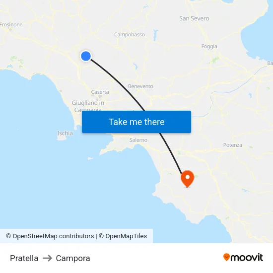 Pratella to Campora map