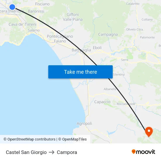 Castel San Giorgio to Campora map