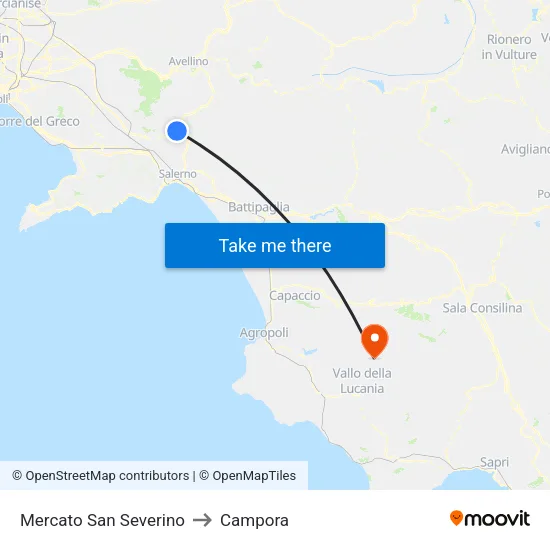 Mercato San Severino to Campora map
