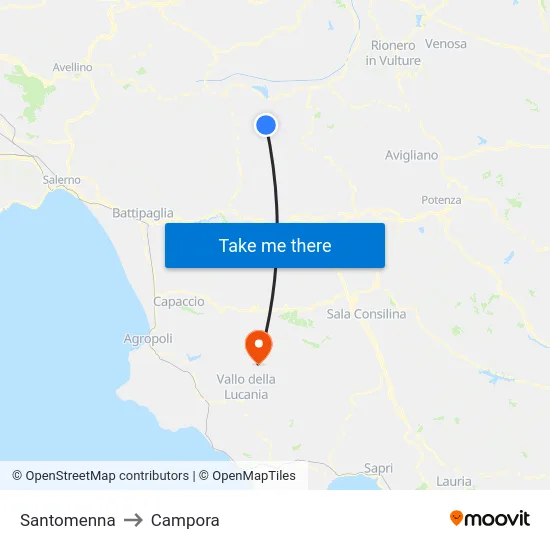 Santomenna to Campora map