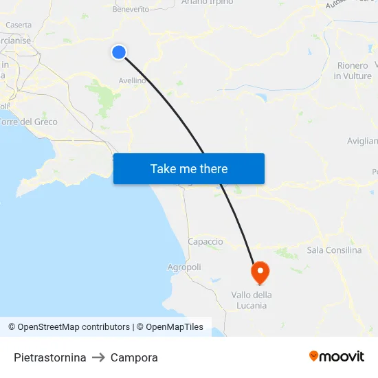 Pietrastornina to Campora map