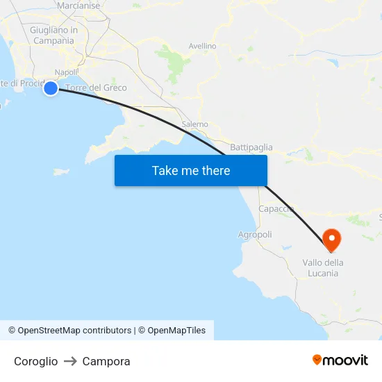Coroglio to Campora map