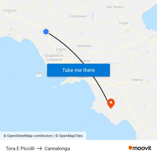 Tora E Piccilli to Cannalonga map