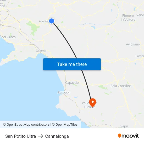 San Potito Ultra to Cannalonga map